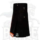 Men's Black Firefighter Turnout Kilt – Reflective Safety Utility Kilt